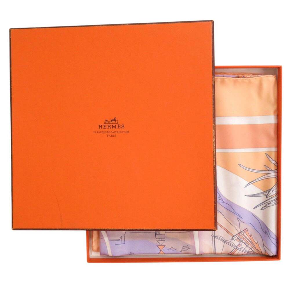 HERMES Authentic Orange Silk Scarf - Picture 2 of 5